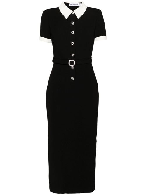 Midi dress with belt SELF PORTRAIT | AW24007MBBLACK